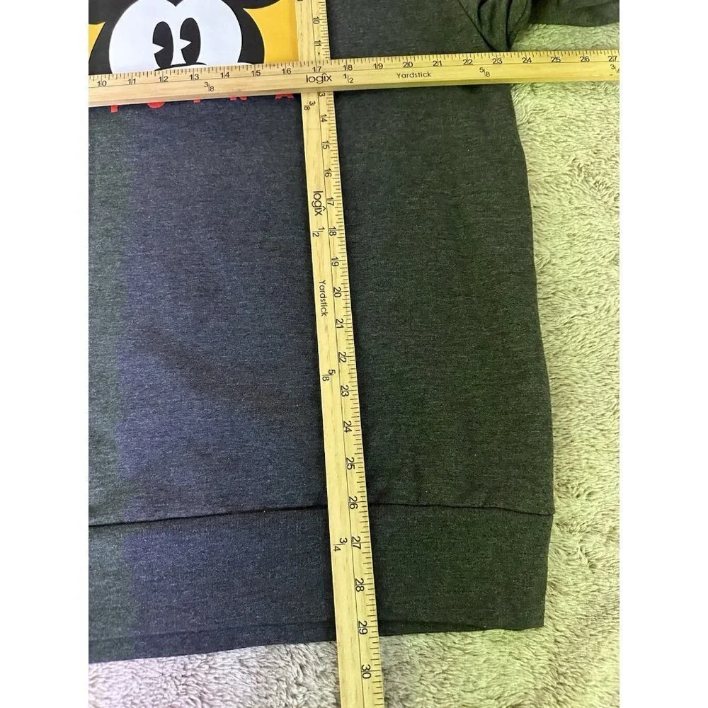 Disney Mens Size L Mickey Mouse Original Charcoal Heather Fleece Sweatshirt NEW - Picture 7 of 13